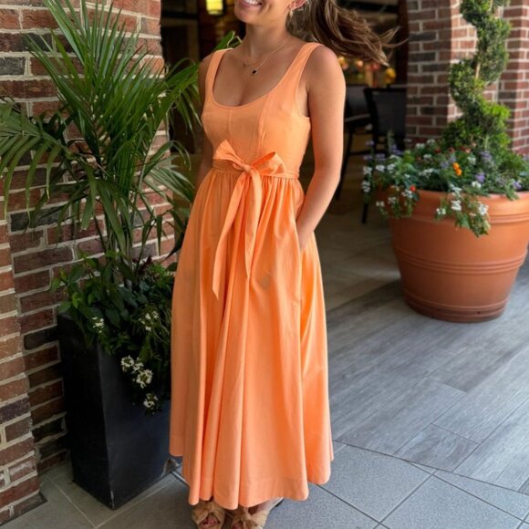 Cinq à Sept 5a7 Kilah Cotton Midi Dress Sz10/12 Marmalade Orange - Picture 9 of 9